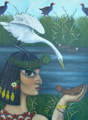 Cleopatra Tickling Trout At Okarito